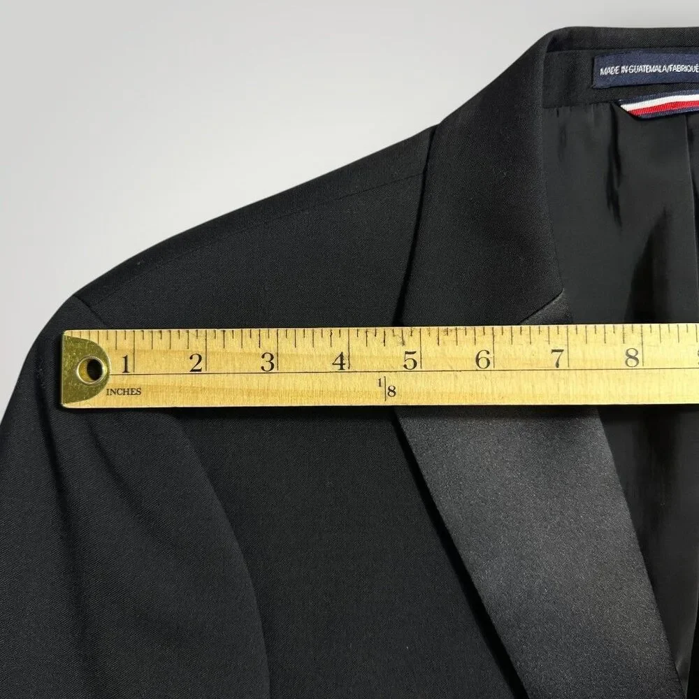 TOMMY HILFIGER Mens Blazer Sport Coat 2-Button TUXEDO Jacket 40R Black Wool Blen